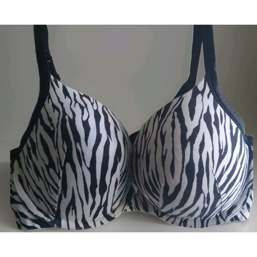 Cacique Zebra Print Underwire Bra 44D Full Coverage Y2K Rave Festival